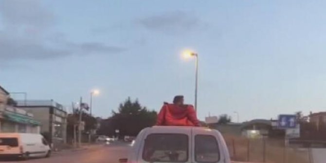 Akılalmaz yolculuk:  Trafiği böyle tehlikeye attı