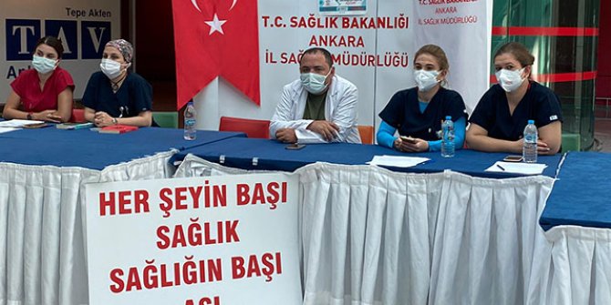 Esenboğa Havalimanı'nda 2 ayda 3 bin doz aşı