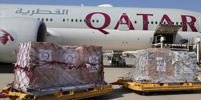 Katar'dan insani yardım taşıyan üçüncü uçak Afganistan'ın başkenti Kabil'e ulaştı
