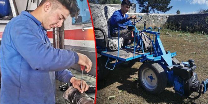 Hurdadan topladığı malzemelerle ATV yaptı