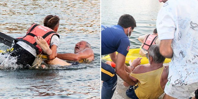Titreyengöl'e giren Rus turist zor çıkarıldı