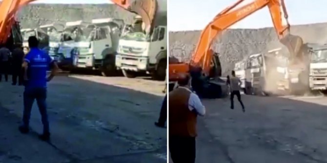 Kamyonları parçalayan operatör: Olayda mağdur kimse yok