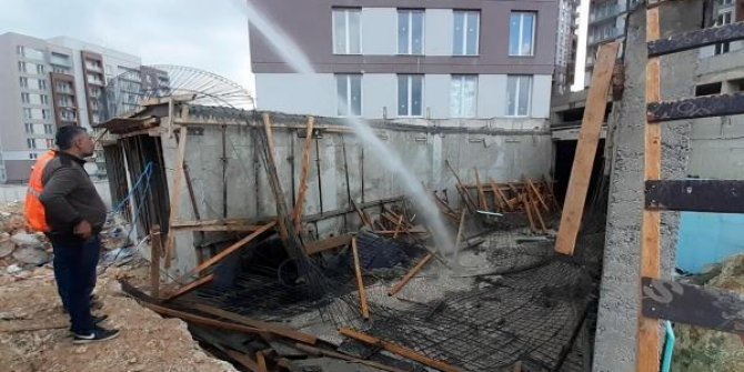 Beton dökülen inşaat platformu çöktü: 1 yaralı