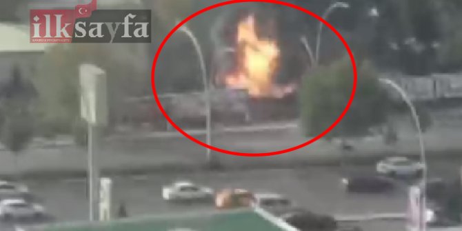 Ankara Eskişehir Yolu üzerinde MTA'nın önünde doğalgaz patlaması