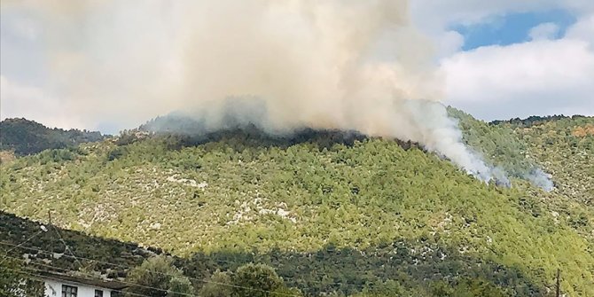 Manavgat'ta ormanlık alanda çıkan yangın kontrol altına alınmaya çalışılıyor