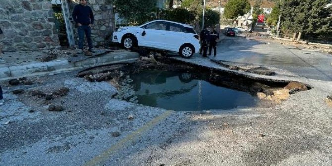 Bodrum'da isale hattı patladı, o anlar kamerada