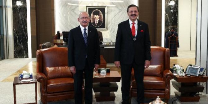 CHP lideri Kılıçdaroğlu, TOBB Başkanı Hisarcıklıoğlu'nu ziyaret etti