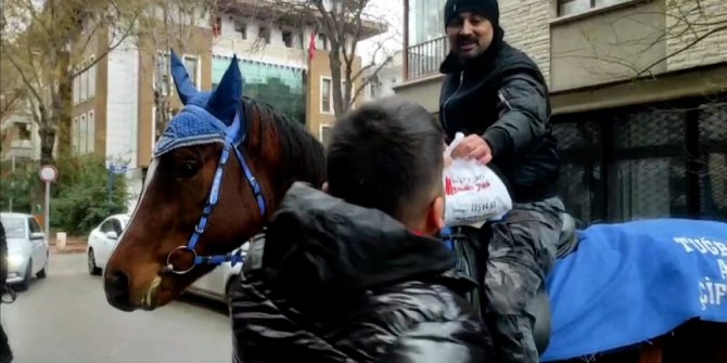 Küresel ısınmaya dikkat çekmek için atla sipariş dağıttı