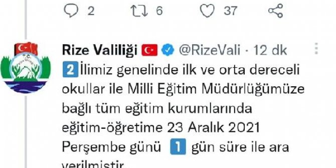 Rize'de eğitim- öğretime 'kar' tatili