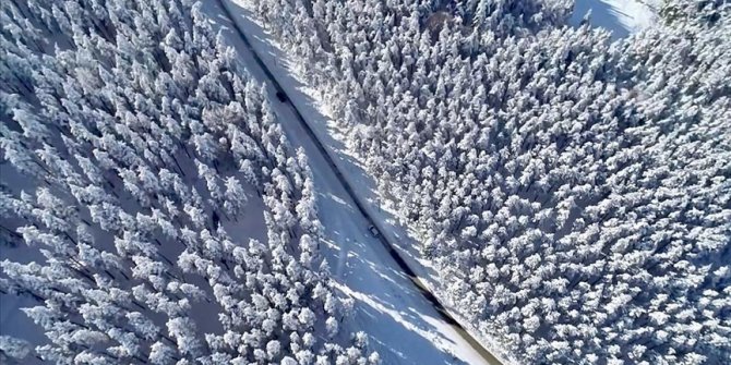 Batı Karadeniz'de kar manzarası havadan görüntülendi