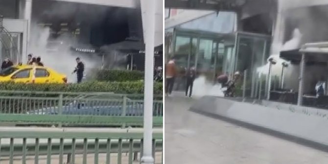 Yangın söndürme tüpü devrildi, kafede panik yaşandı