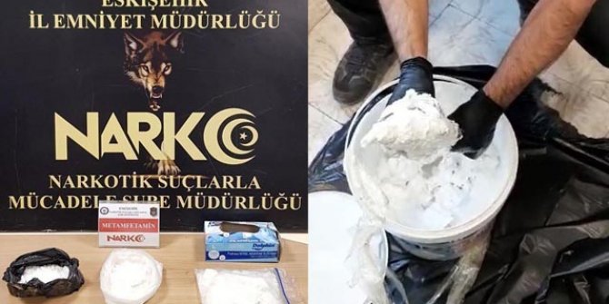 Boya kovasından uyuşturucu çıktı