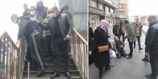 Engelli gibi davranan dilenci, zabıtayı görünce ayağa kalktı