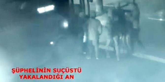 Gaziantep'te yankesicilik şüphelisinin suçüstü yakalanması kamerada