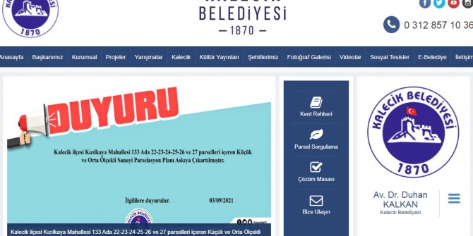 Yeşilyurt’ta Kalecik Belediyesi’nden satılık arsa