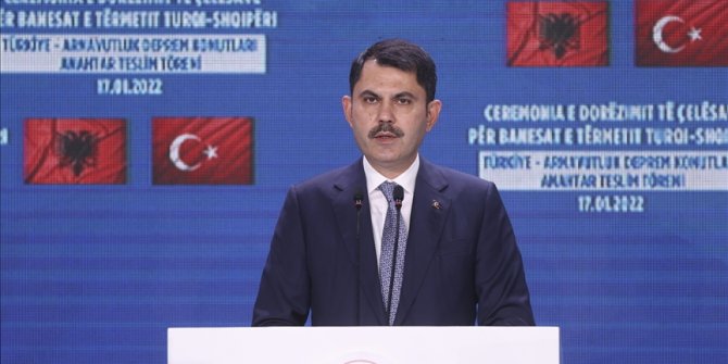 Bakan Kurum: Elazığ, Malatya ve İzmir depremlerindeki aynı hassasiyeti Arnavutluk'taki Laç için de gösterdik