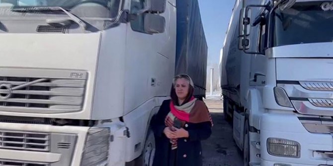 İranlı kadın TIR şoförü, Erzurum'da 'kar' molası verdi