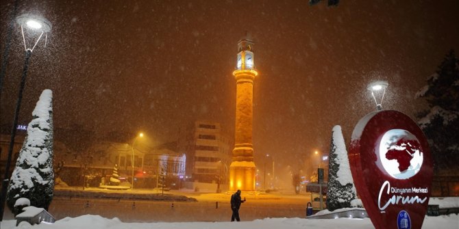 Çorum'da kar etkili oldu