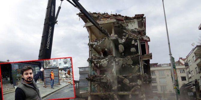 Avcılar’da 5 katlı bina yıktırılırken yandaki kafe zarar gördü