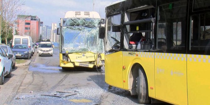 Başakşehir'de İETT otobüsleri kafa kafaya çarpıştı: 6 yaralı