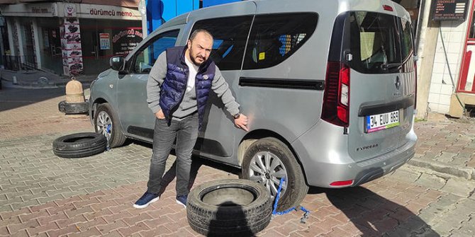 Kağıthane'de araçları korumak için ilginç yöntem