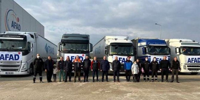 Tekirdağ'dan Ukrayna'ya 5 TIR, insani yardım malzemesi gönderildi