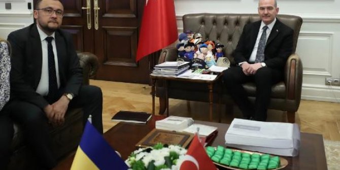 Bakan Soylu, Ukrayna'nın Ankara Büyükelçisi Bodnar'ı kabul etti