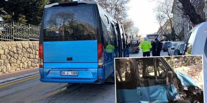 Ankara'da yolcu minibüsü, otobüse çarptı: 8 yaralı