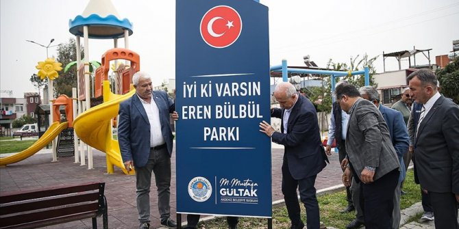 Mersin'de isim önergesi reddedilen parka Eren Bülbül'ün adını taşıyan tabela dikildi