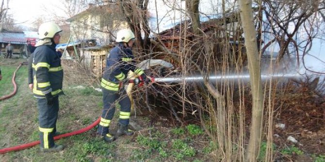 Anız ateşi odunluk ve seraya sıçradı