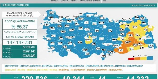 Koronavirüs salgınında günlük vaka sayısı 10 bin 314 oldu