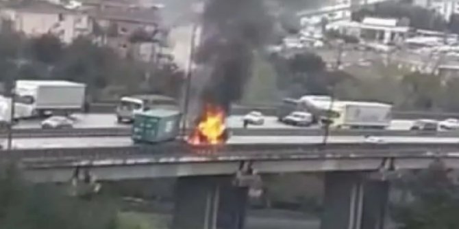 Kaza sonrası yangın çıktı, TEM otoyolu kapandı!