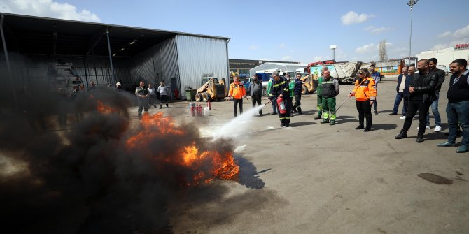 Yenimahalle Belediyesi, Temizlik personeline yangın tatbikatı düzenlendi