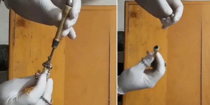 Boynunda kolye görünümlü kalem silahla yakalandı