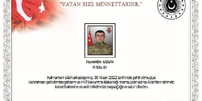Pençe-Kilit Operasyonunda yaralanan asker şehit oldu