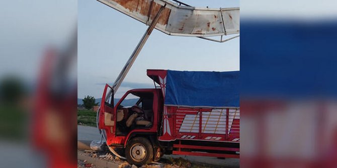 Direklere çarpan kamyonetteki 2 kardeş yaralandı