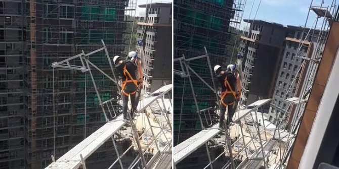 Kağıthane'de iskelede mahsur kalan işçiler vinçle kurtarıldı