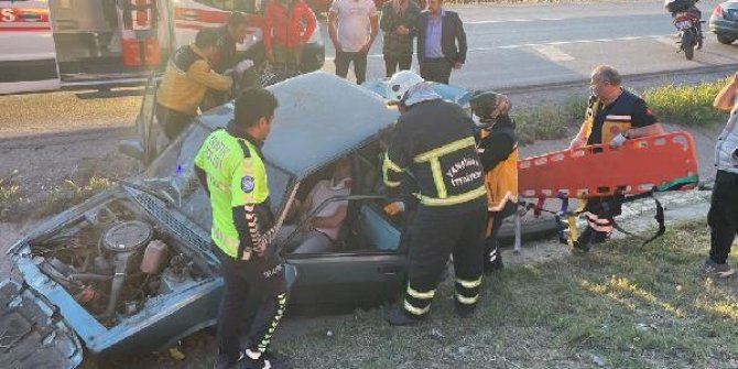 Kırıkkale'de otomobil su kanalına girdi: 2 yaralı