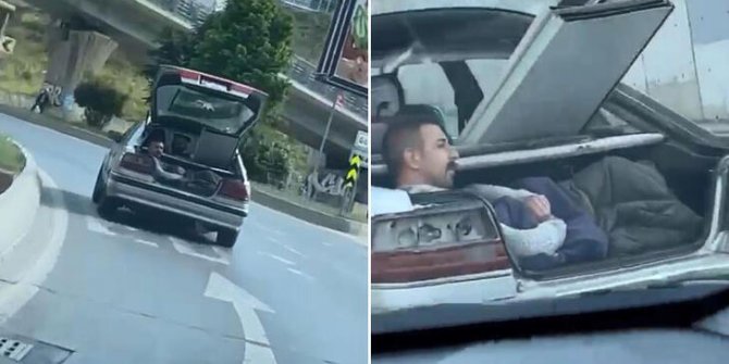 Beykoz'da otomobil bagajında tehlikeli yolculuk