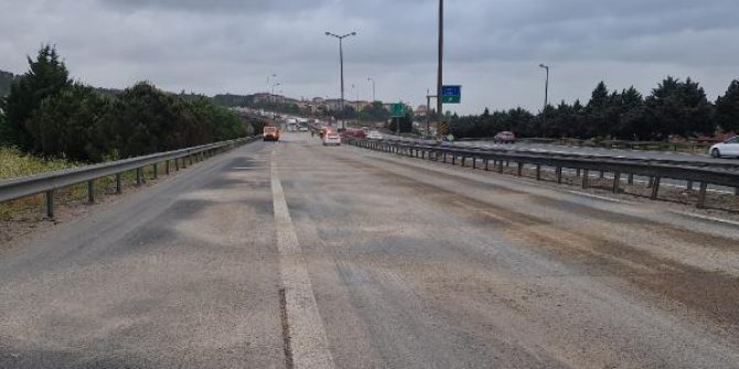 TEM'e mazot döküldü, yol 1 saat trafiğe kapandı