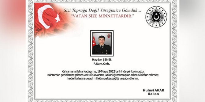 MSB: Zeytin Dalı bölgesinde havan saldırısında yaralanan asker şehit oldu
