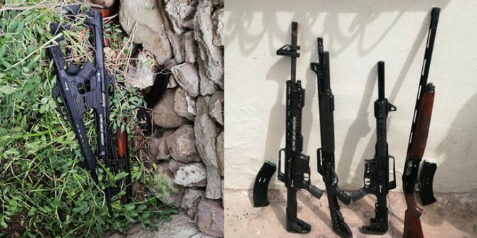 Vatandaşların ihbarı üzerine bahçede 4 av tüfeği bulundu