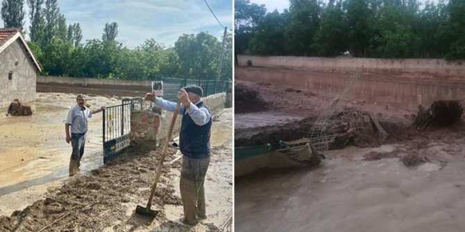 Bala'da 2 köprü, sel sularıyla yıkıldı