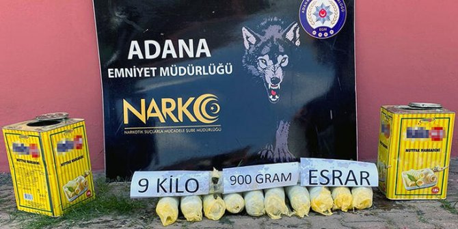 Margarin tenekelerinden 9 kilo 900 gram esrar çıktı