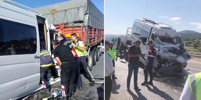 Kur'an kursu öğrencilerinin minibüsü TIR'a çarptı: 1'i ağır 13 yaralı