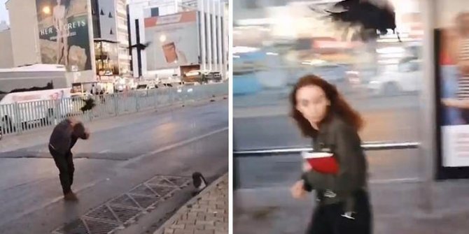 Kargalar kaldırımdakilere zor anlar yaşattı