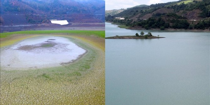 Kuraklıktan etkilenen Hasanlar Barajı son yağışlarla suya doydu