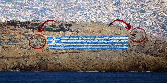 Keçi Adası'ndaki Yunan askerleri ve adaya yerleştirilen ağır silahlar görüntülendi.