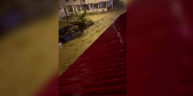 Ardahan'ın Posof ilçesinde etkili olan sağanak ve dolu taşkına yol açtı
