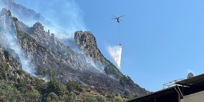 Hatay'da makilik alanda çıkan yangına müdahale ediliyor